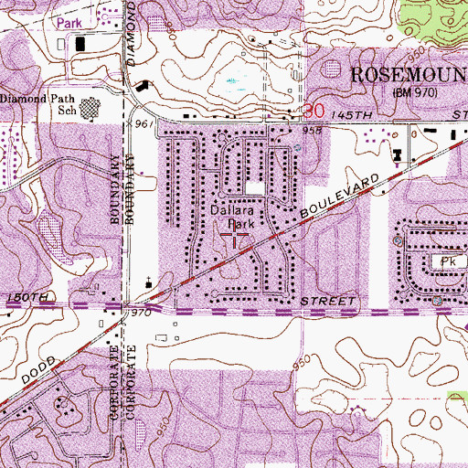 Topographic Map of Dallara Park, MN