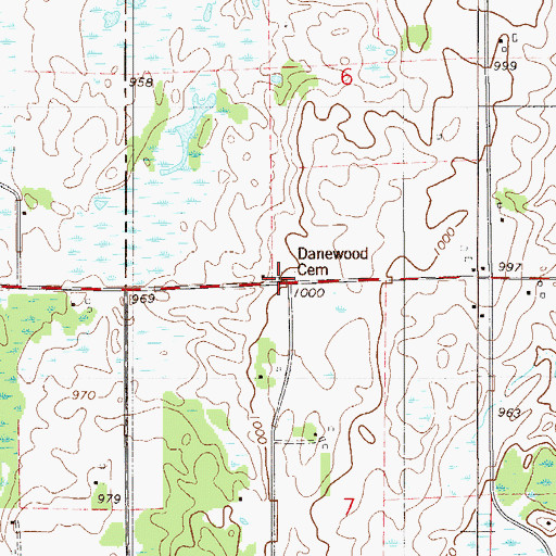 Topographic Map of Danewood Cemetery, MN