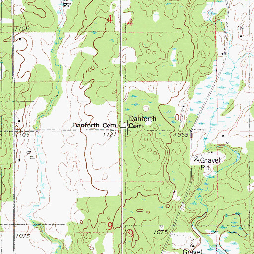 Topographic Map of Danforth Cemetery, MN