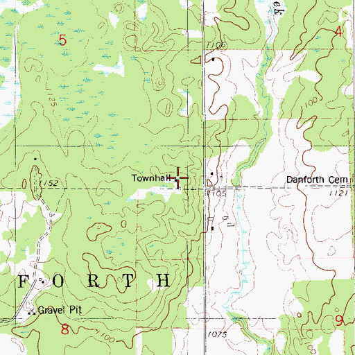 Topographic Map of Danforth School, MN