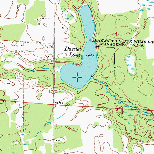 Topographic Map of Daniel Lake, MN