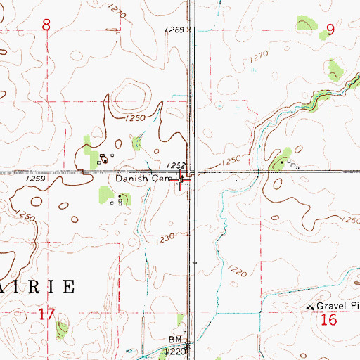 Topographic Map of Danish Cemetery, MN