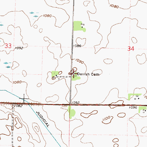 Topographic Map of Danish Cemetery, MN