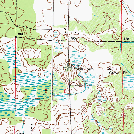 Topographic Map of Danish Cemetery, MN