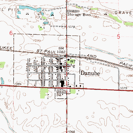 Topographic Map of Danube, MN