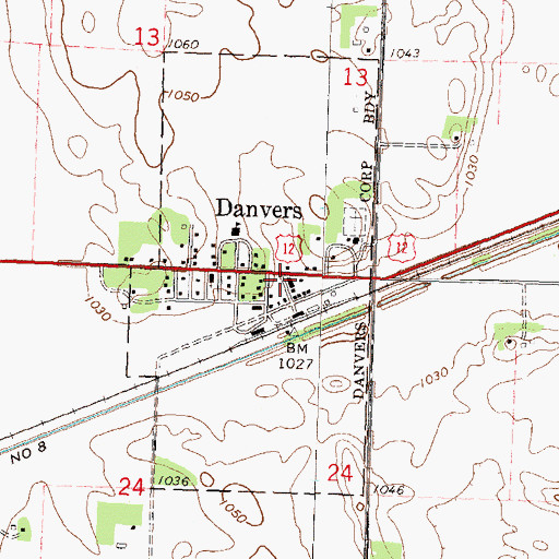 Topographic Map of Danvers, MN