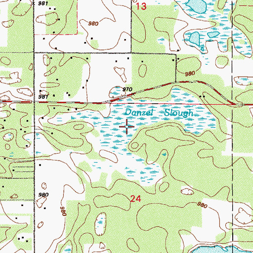 Topographic Map of Danzel Slough, MN