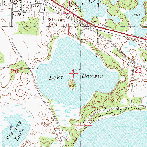 Topographic Map of Lake Darwin, MN