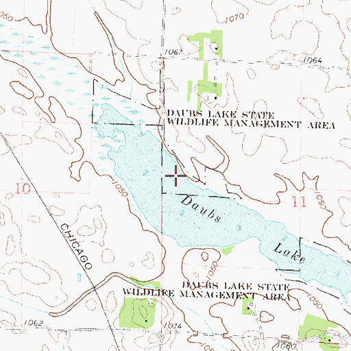 Topographic Map of Daubs Lake State Wildlife Management Area, MN