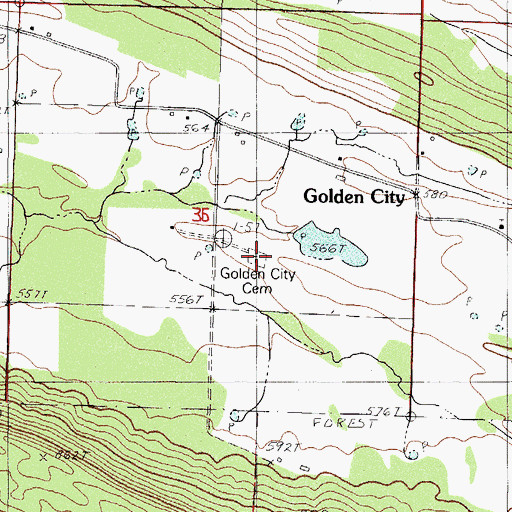 Topographic Map of Golden City Cemetery, AR