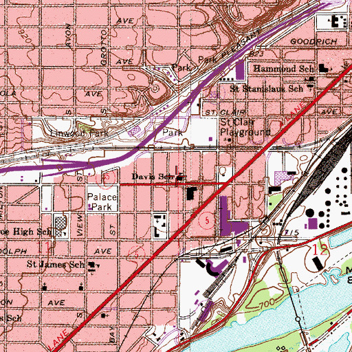 Topographic Map of Davis School, MN