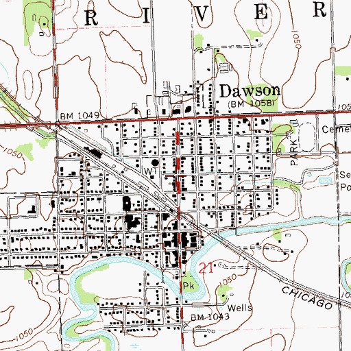 Topographic Map of Dawson, MN