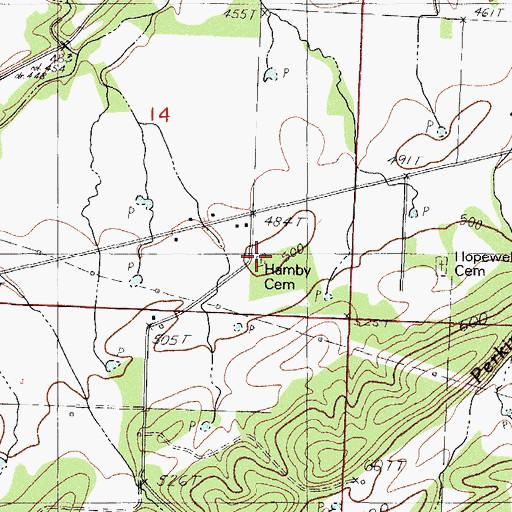 Topographic Map of Hamby Cemetery, AR