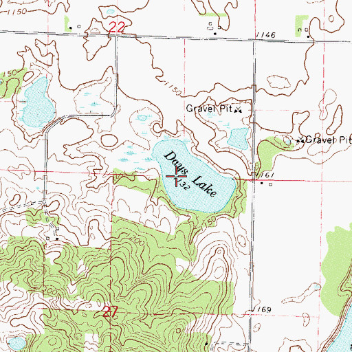 Topographic Map of Days Lake, MN