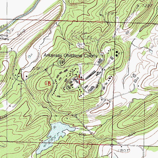 Topographic Map of Arkansas Childrens Colony, AR