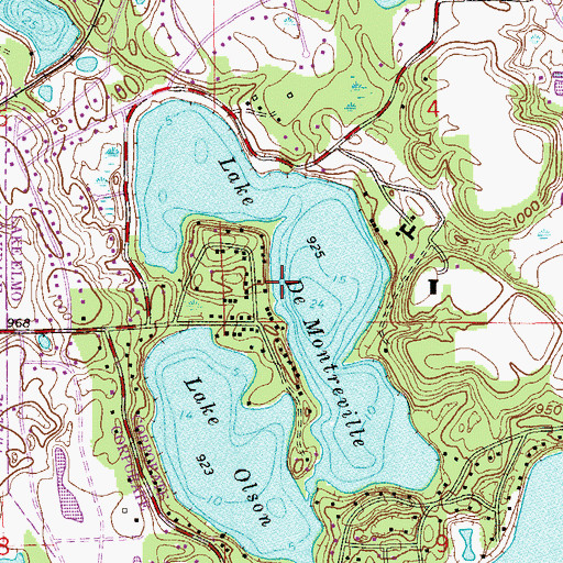 Topographic Map of Lake De Montreville, MN