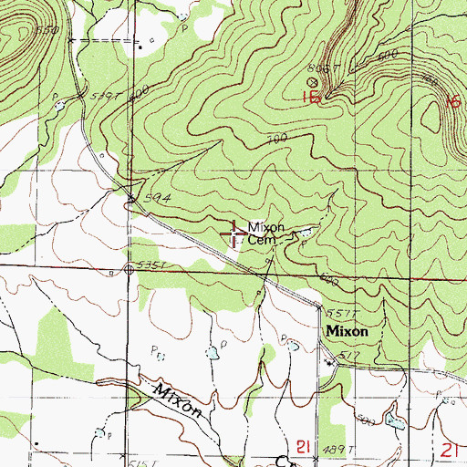 Topographic Map of Mixon Cemetery, AR