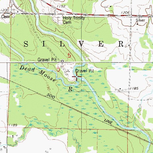 Topographic Map of Dead Moose River, MN