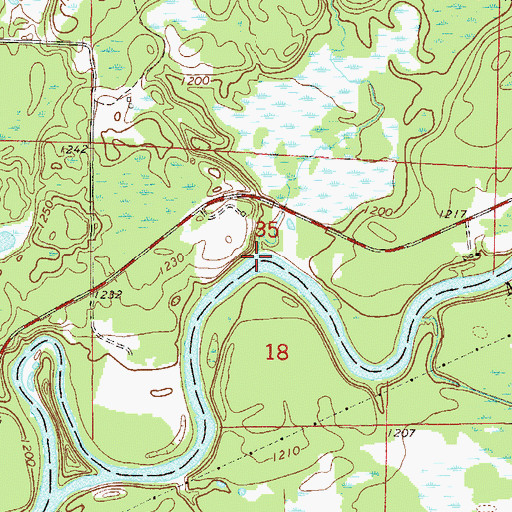 Topographic Map of Deadmans Creek, MN