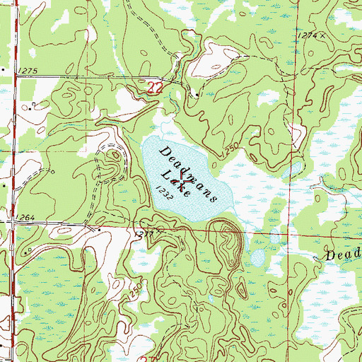 Topographic Map of Deadmans Lake, MN