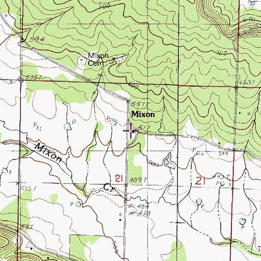 Topographic Map of Mixon Baptist Church, AR