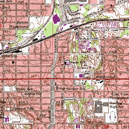 Topographic Map of Deane School, MN