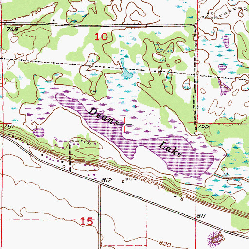 Topographic Map of Deans Lake, MN