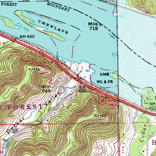 Topographic Map of Decker Valley, MN