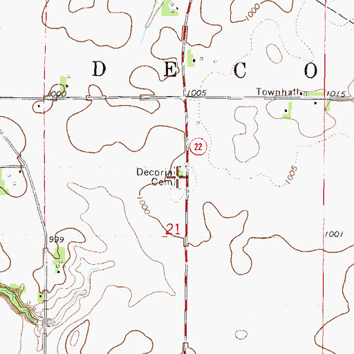 Topographic Map of Decoria Cemetery, MN