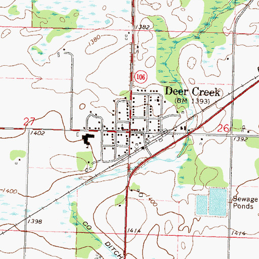 Topographic Map of Deer Creek, MN