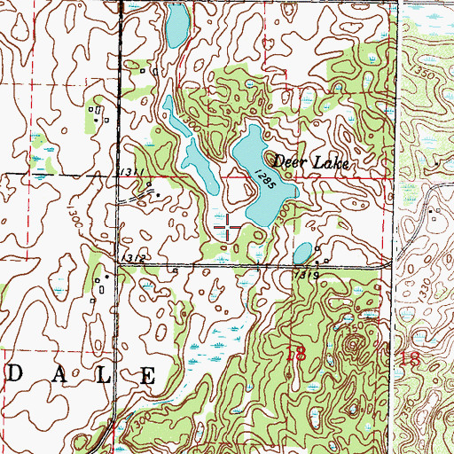 Topographic Map of Deer Lake, MN