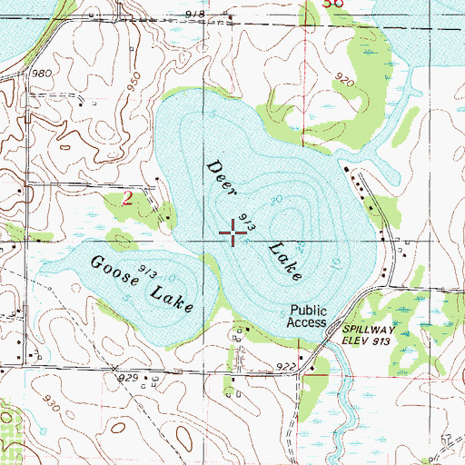 Topographic Map of Deer Lake, MN