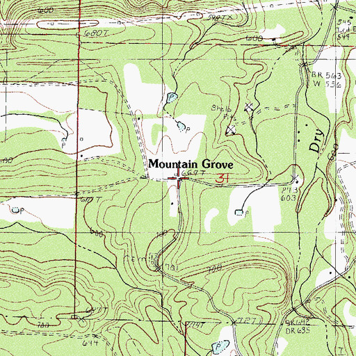 Topographic Map of Mountain Grove, AR