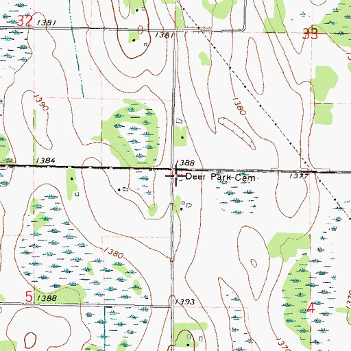 Topographic Map of Deer Park Cemetery, MN