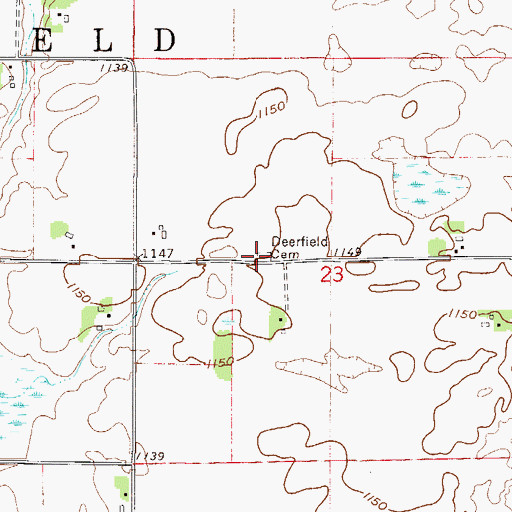 Topographic Map of Deerfield Cemetery, MN