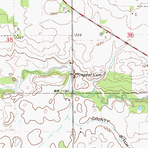Topographic Map of Degner Cemetery, MN