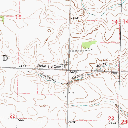 Topographic Map of Delafield Cemetery, MN