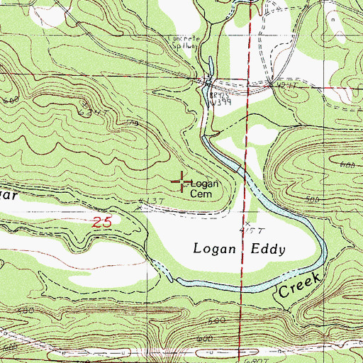 Topographic Map of Logan Cemetery, AR