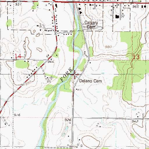 Topographic Map of Delano Cemetery, MN