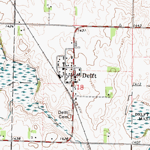 Topographic Map of Delft, MN