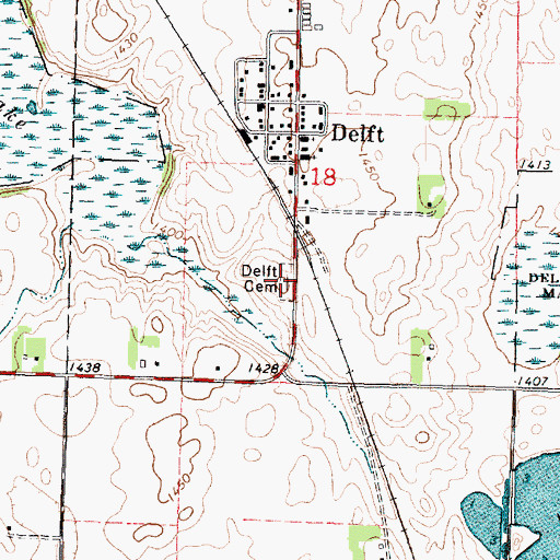Topographic Map of Delft Cemetery, MN