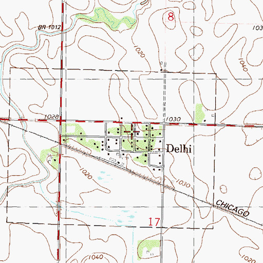 Topographic Map of Delhi, MN
