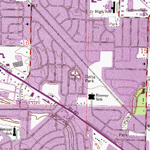 Topographic Map of Delta Park, MN