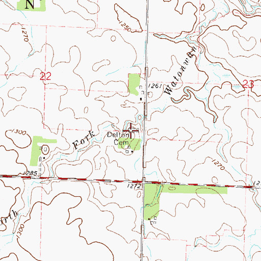 Topographic Map of Delton Cemetery, MN