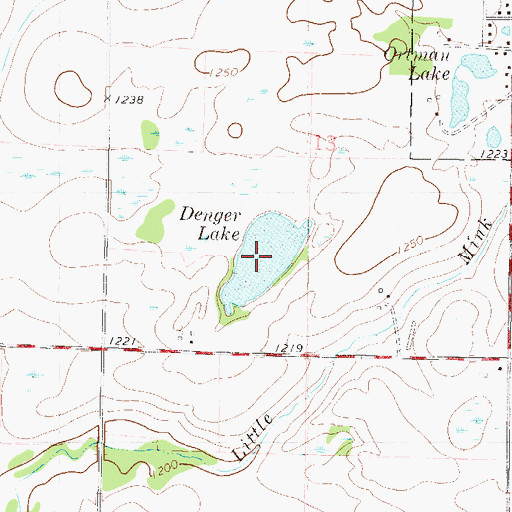 Topographic Map of Denger Lake, MN