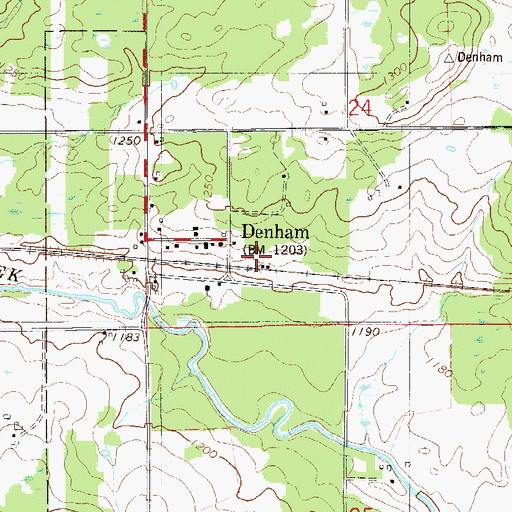 Topographic Map of Denham, MN