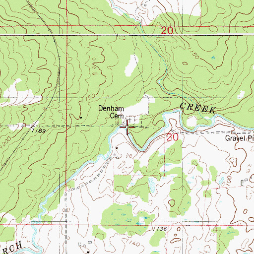 Topographic Map of Denham Cemetery, MN