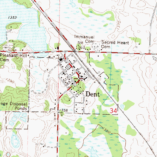 Topographic Map of Dent, MN