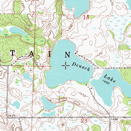 Topographic Map of Deusch Lake, MN