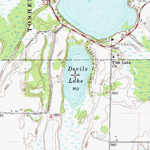Topographic Map of Devils Lake, MN
